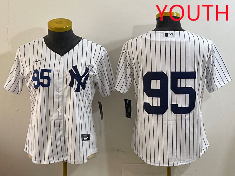 Youth New York Yankees 95 No Name White Stripe Game 2025 Nike MLB Jersey style 5